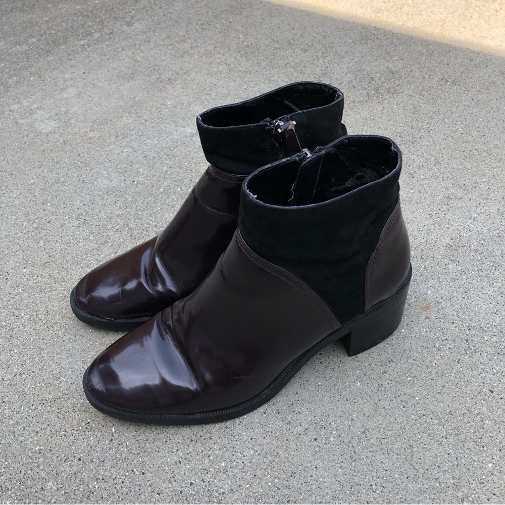 Zara Basic Collection Ankle Boots Zip Up Women’s Suede Brown Black Size 6 37